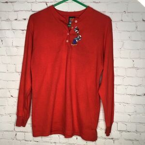 NWOT Mickey Unlimited Red Mickey Embroidery Logo Long Sleeve T-Shirt Men M